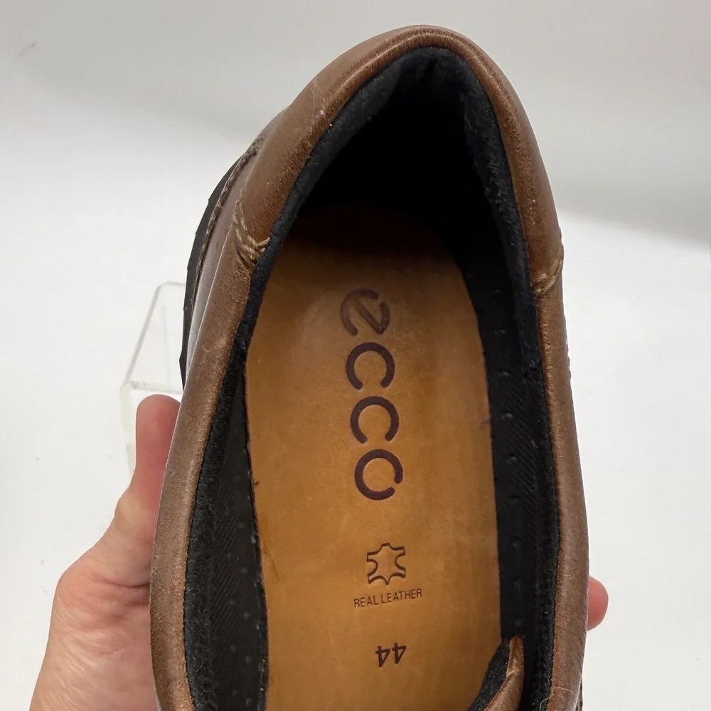 ECCO Mens 10 Casual Dress Shoes‎ Brown Leather Oxford Lace Up Comfort Classic
